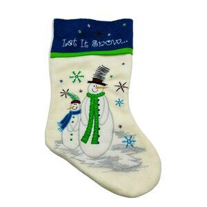 Let It Snow Stocking Christmas Eve By Santas Best Snowmen Felt Embroidered